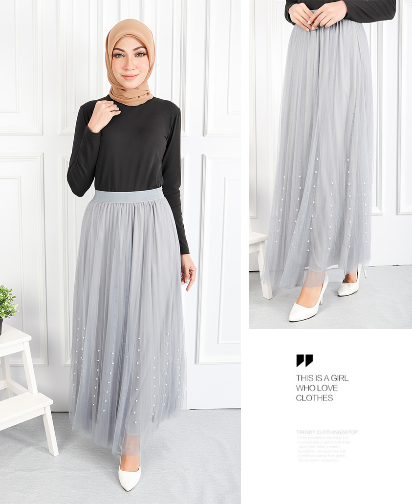 QA-544 VOGUE FLARED SKIRT GREY