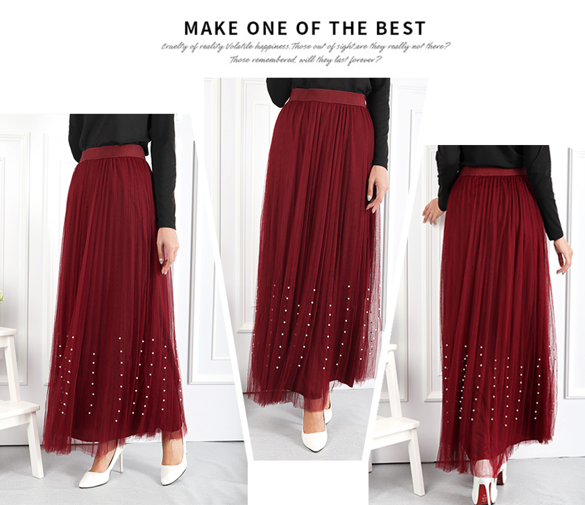 QA-544 VOGUE FLARED SKIRT MAROON