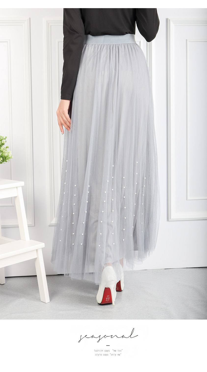 QA-544 VOGUE FLARED SKIRT GREY