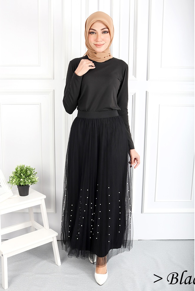 QA-544 VOGUE FLARED SKIRT BLACK