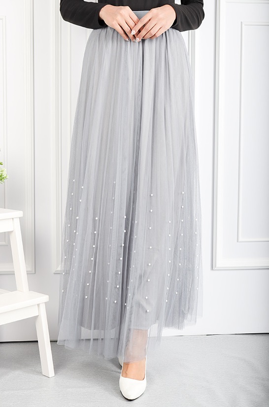 QA-544 VOGUE FLARED SKIRT GREY