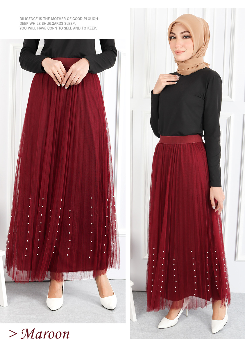 QA-544 VOGUE FLARED SKIRT MAROON