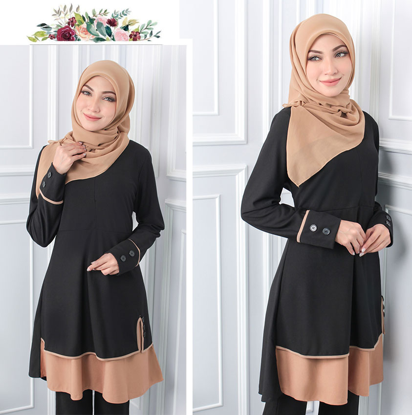 QA-545 MUSLIMAH TUNIC TOP BLACK