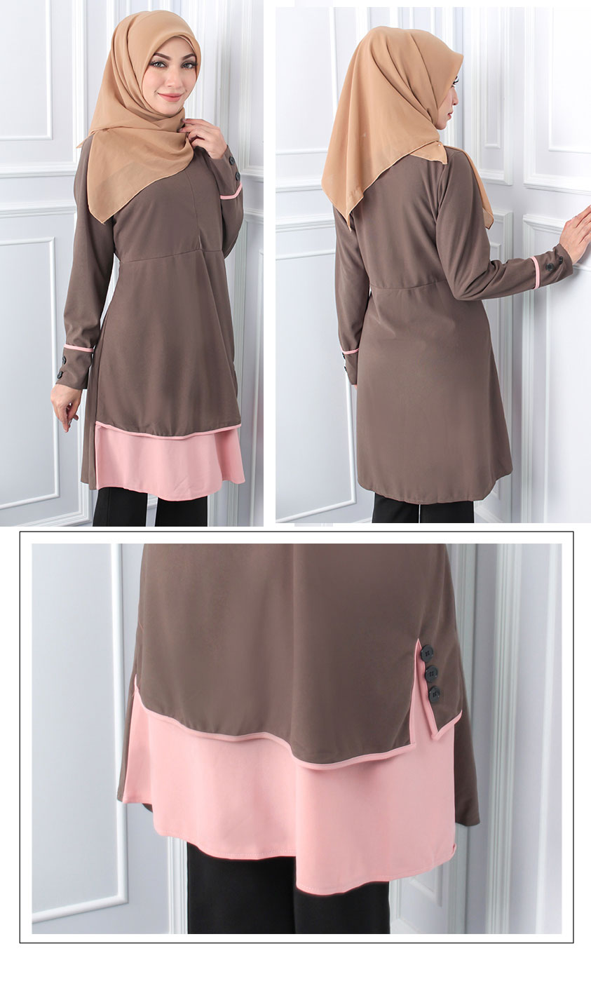 QA-545 MUSLIMAH TUNIC TOP COFFEE