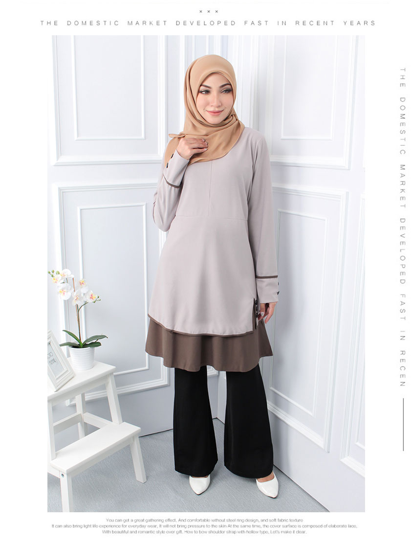 QA-545 MUSLIMAH TUNIC TOP GREY