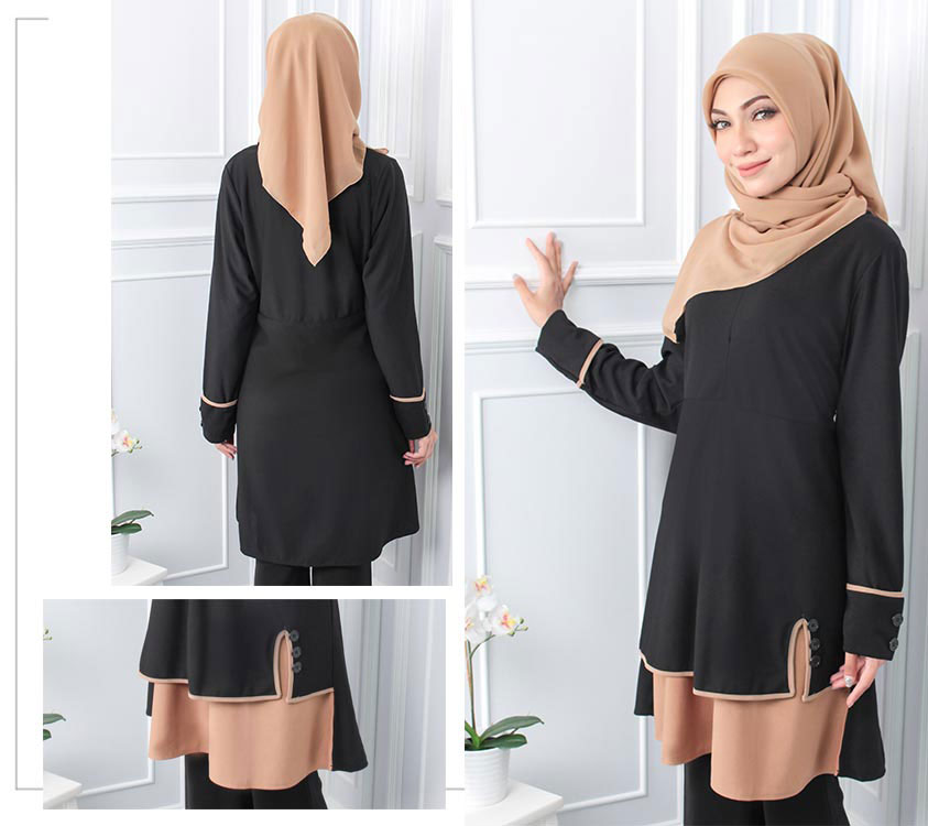 QA-545 MUSLIMAH TUNIC TOP BLACK