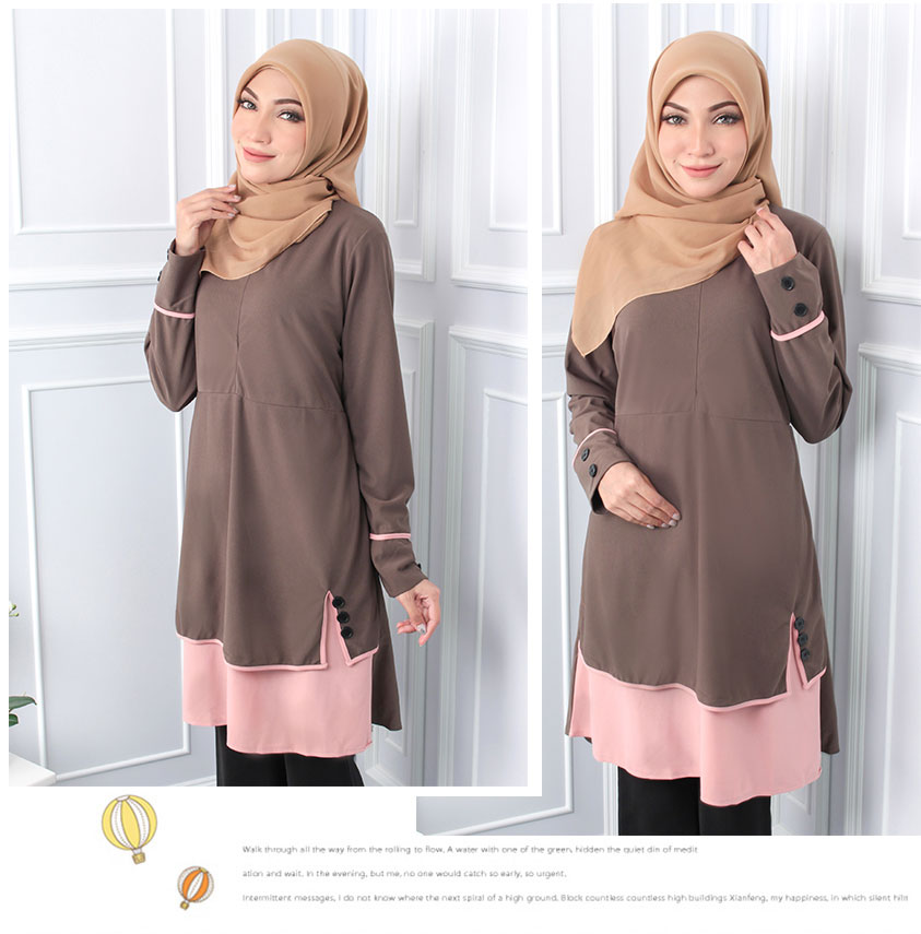 QA-545 MUSLIMAH TUNIC TOP COFFEE