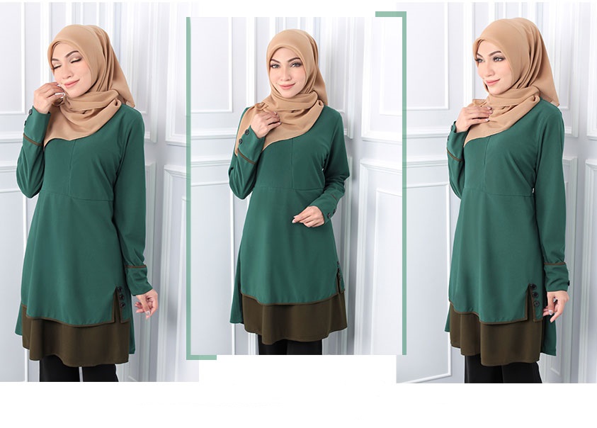 QA-545 MUSLIMAH TUNIC TOP EMERALD GREEN