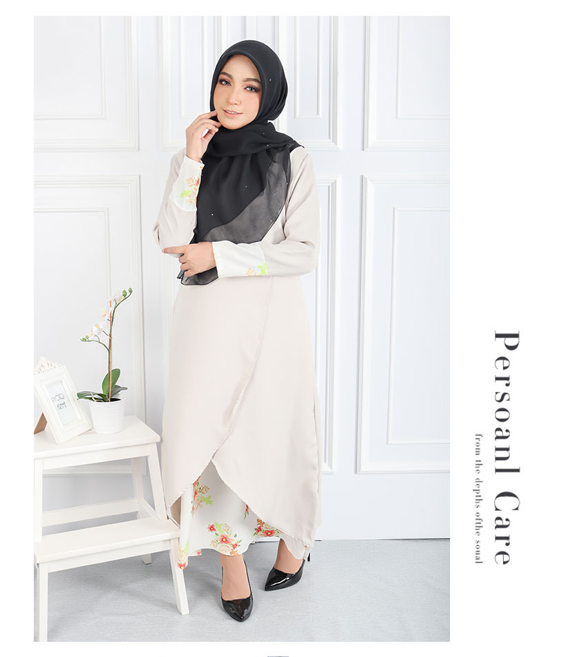 QA-546 FLORAL JUBAH GREY