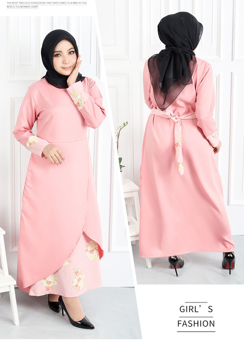 QA-546 FLORAL JUBAH PINK