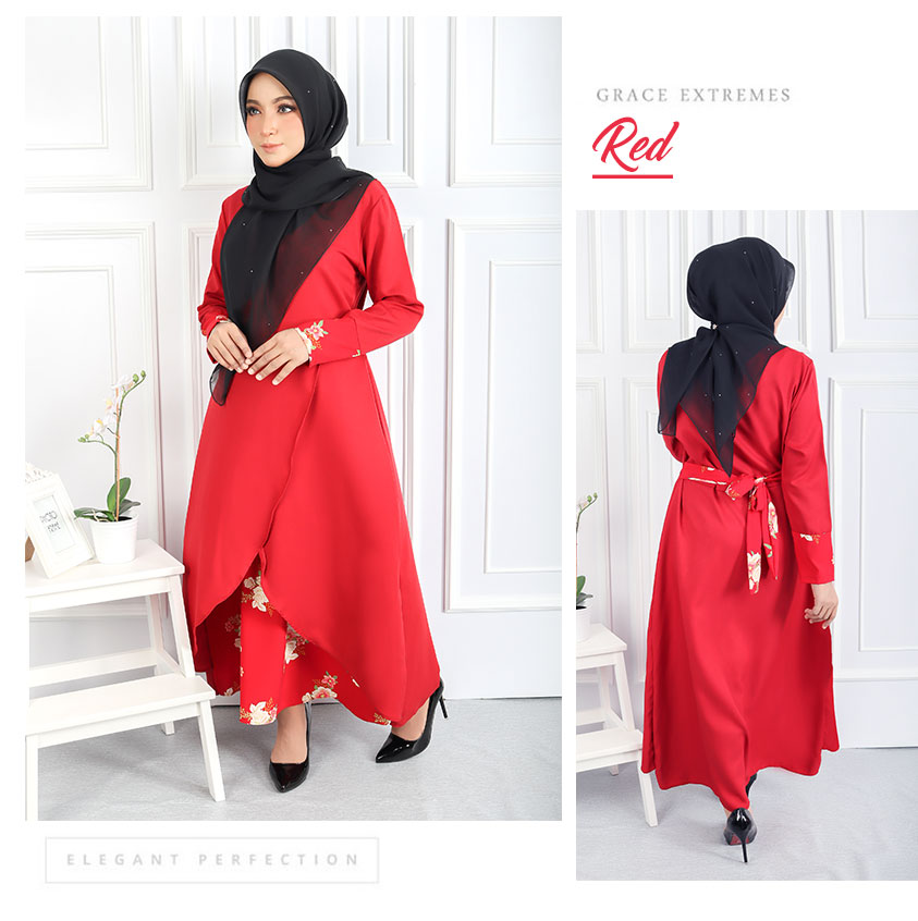 QA-546 FLORAL JUBAH RED