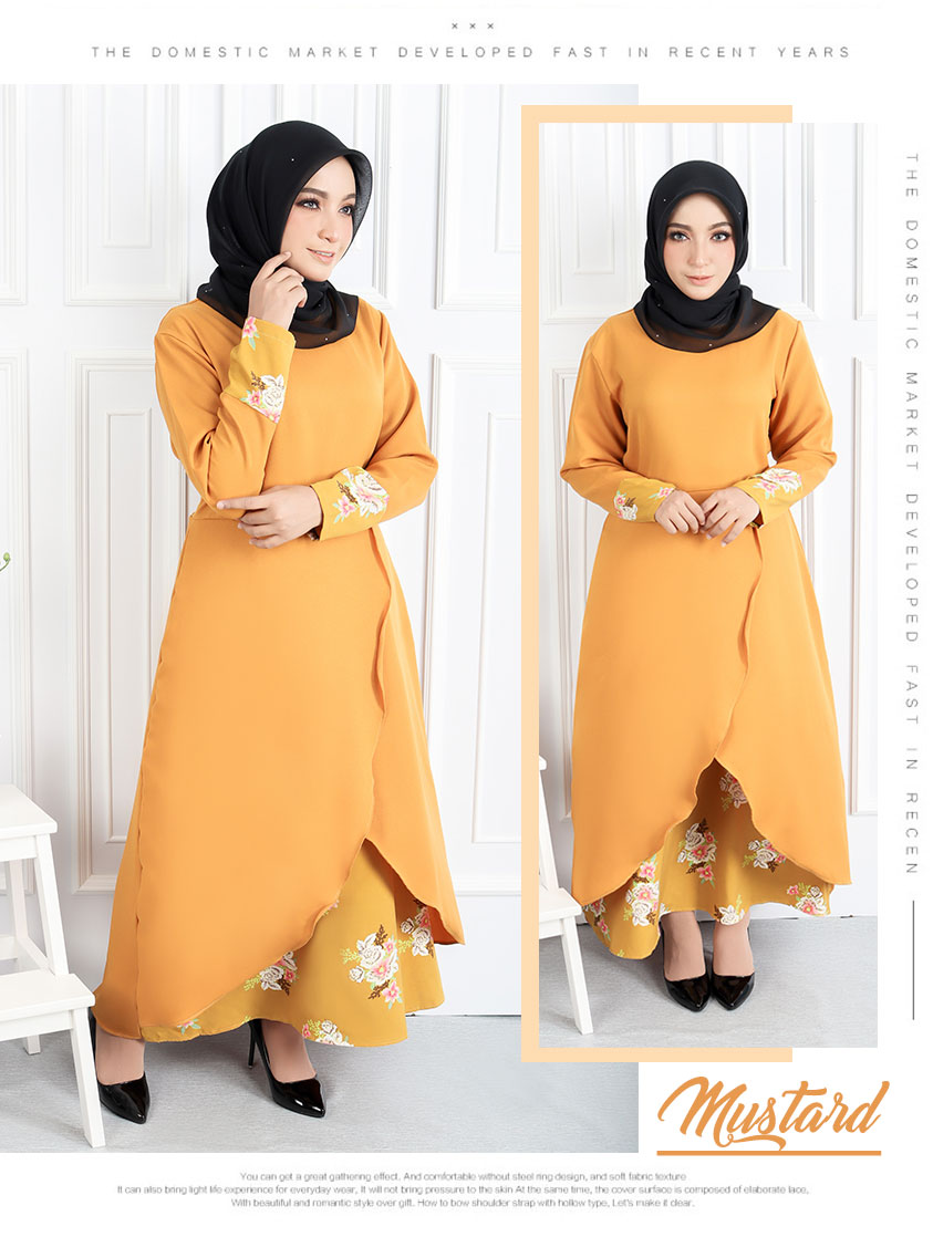 QA-546 FLORAL JUBAH MUSTARD