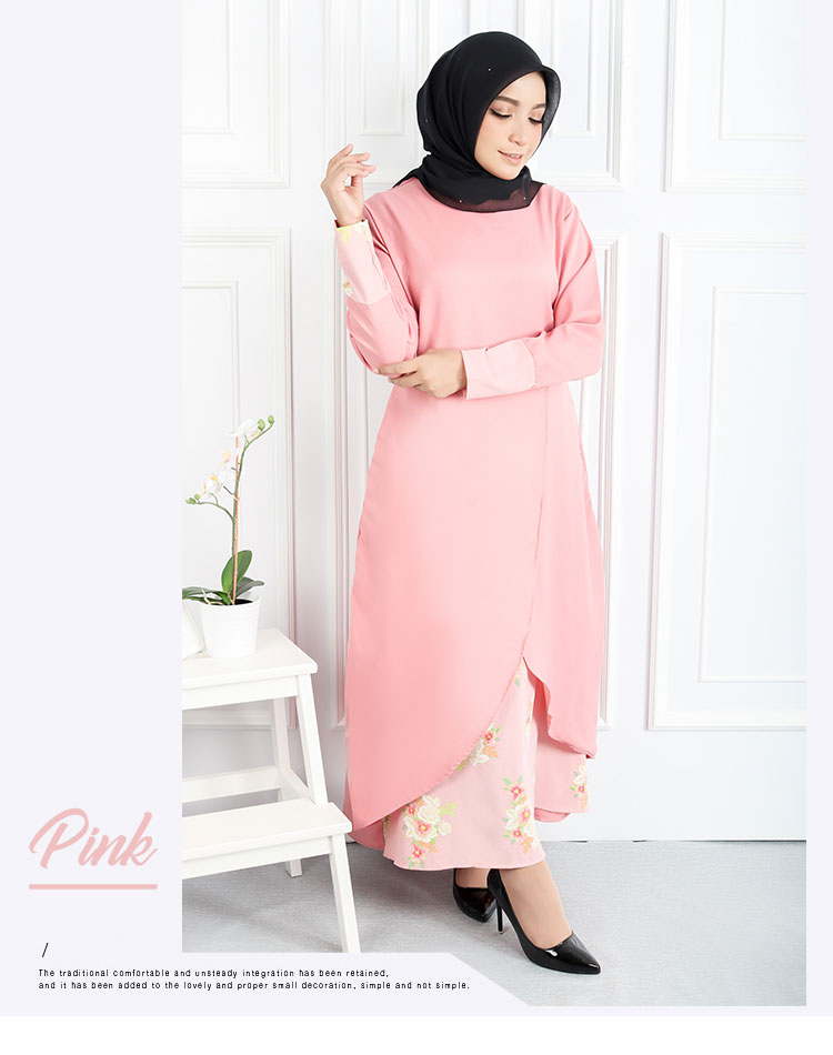 QA-546 FLORAL JUBAH PINK