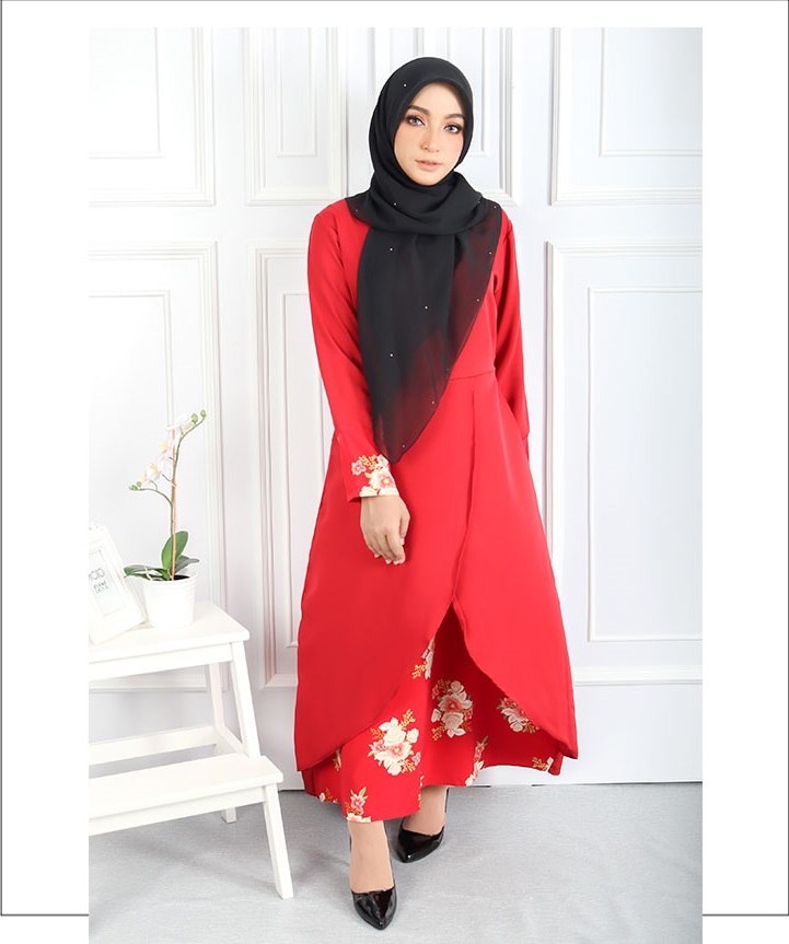 QA-546 FLORAL JUBAH RED