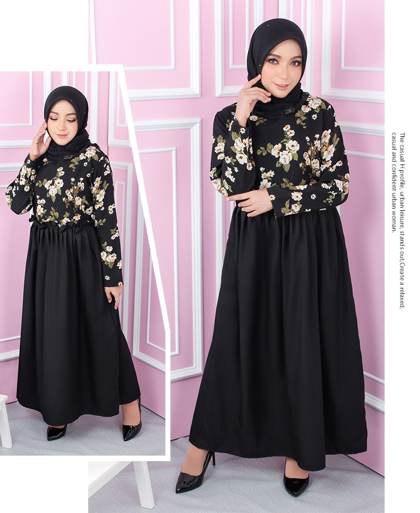 QA-548 LOVELY ROSES DRESS BLACK