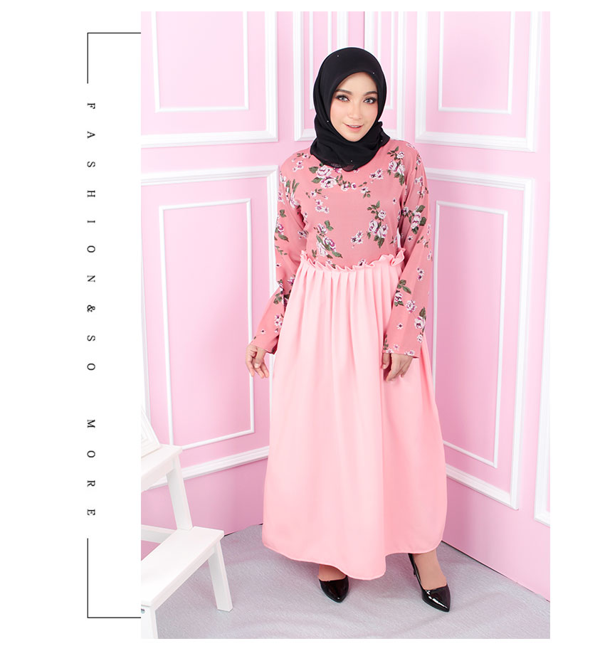 QA-548 LOVELY ROSES DRESS LIGHT PINK