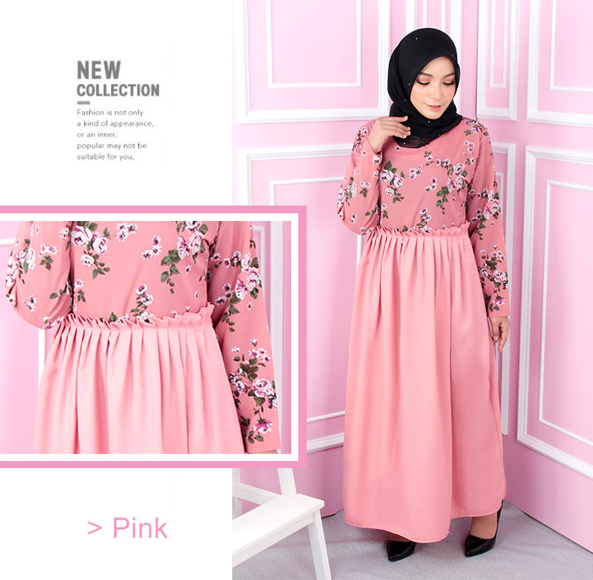 QA-548 LOVELY ROSES DRESS PINK