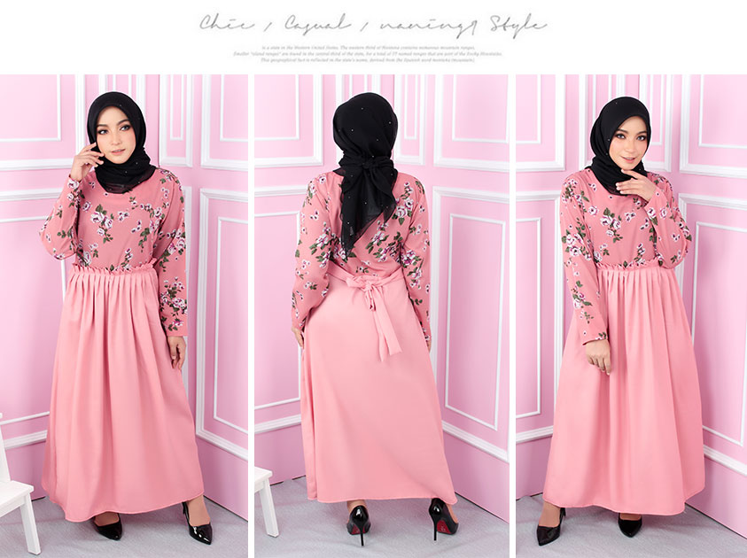 QA-548 LOVELY ROSES DRESS PINK