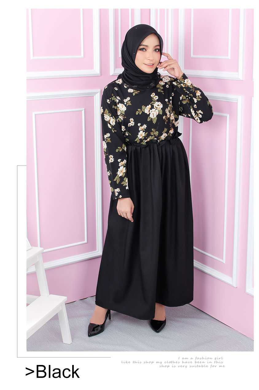 QA-548 LOVELY ROSES DRESS BLACK