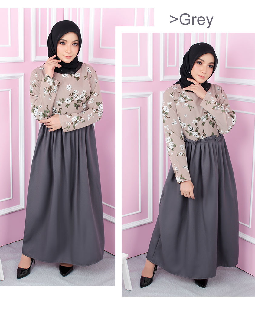 QA-548 LOVELY ROSES DRESS GREY