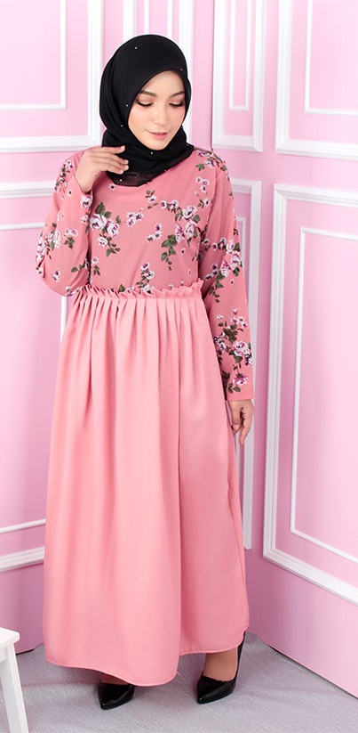 QA-548 LOVELY ROSES DRESS PINK