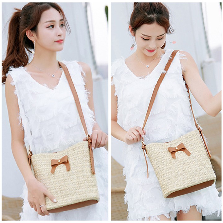 KW80403 SUMMER RIBBON WOMEN'S BAG BROWN