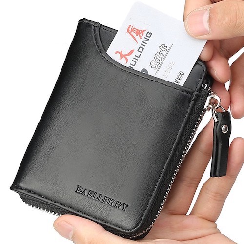 LG1020 Men's Zipper Wallet Black