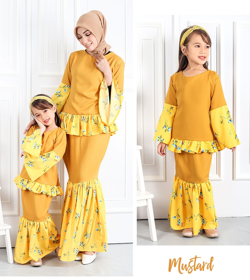 QA-550 SWEET KIDS FLORAL KURUNG MUSTARD