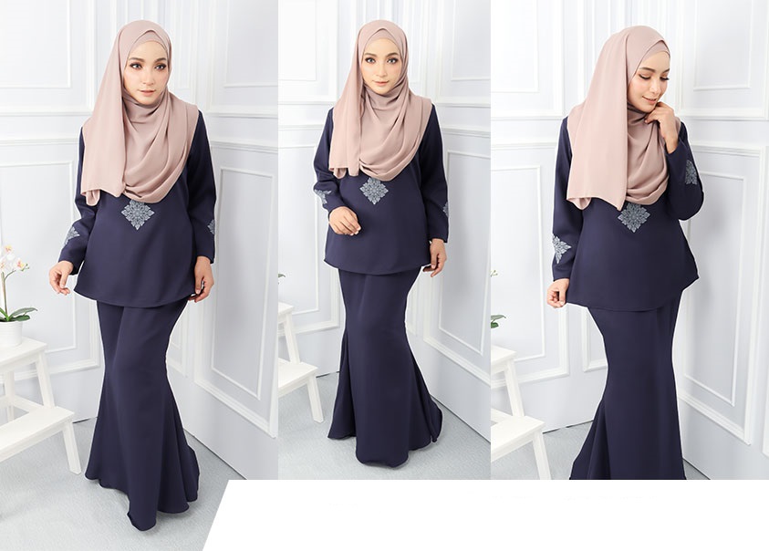 QA-551 WOMEN'S ELEGANT KURUNG NAVY BLUE