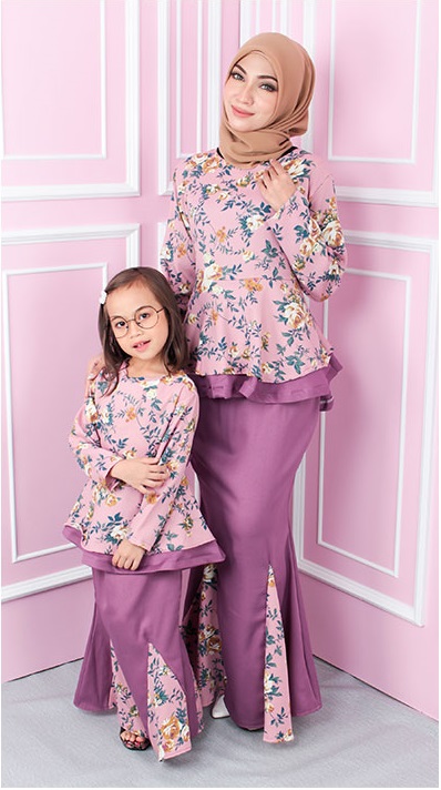 QA-553 WOMEN'S FLORAL MODERN KURUNG PURPLE