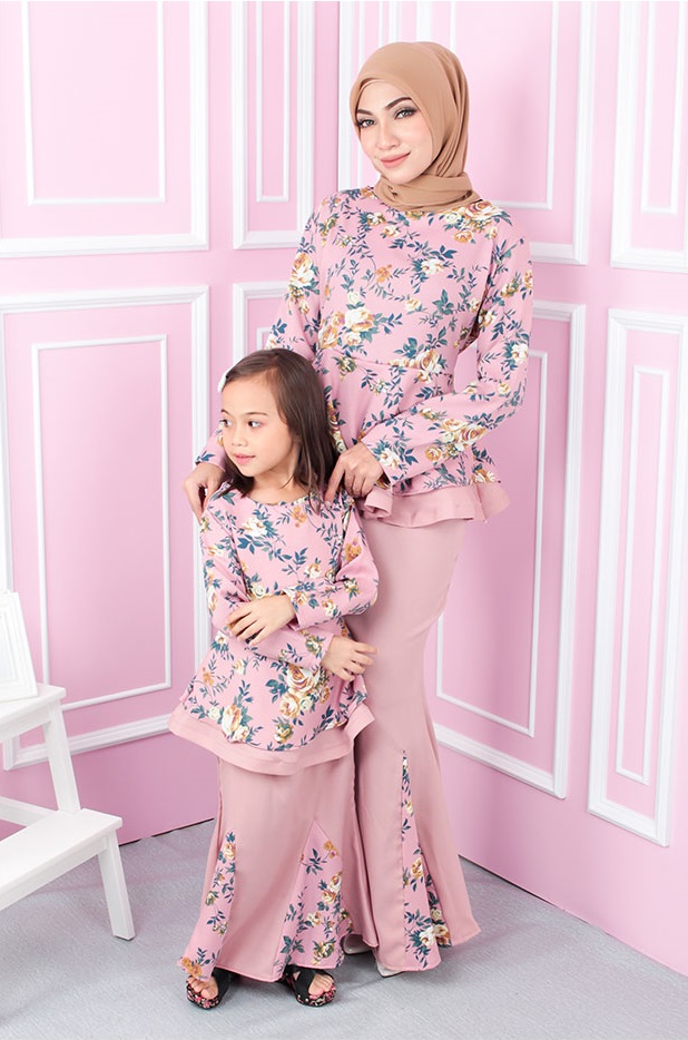 QA-554 KIDS FLORAL KURUNG PINK