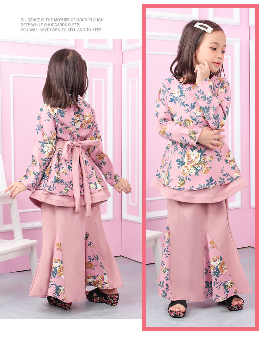 QA-554 KIDS FLORAL KURUNG PINK