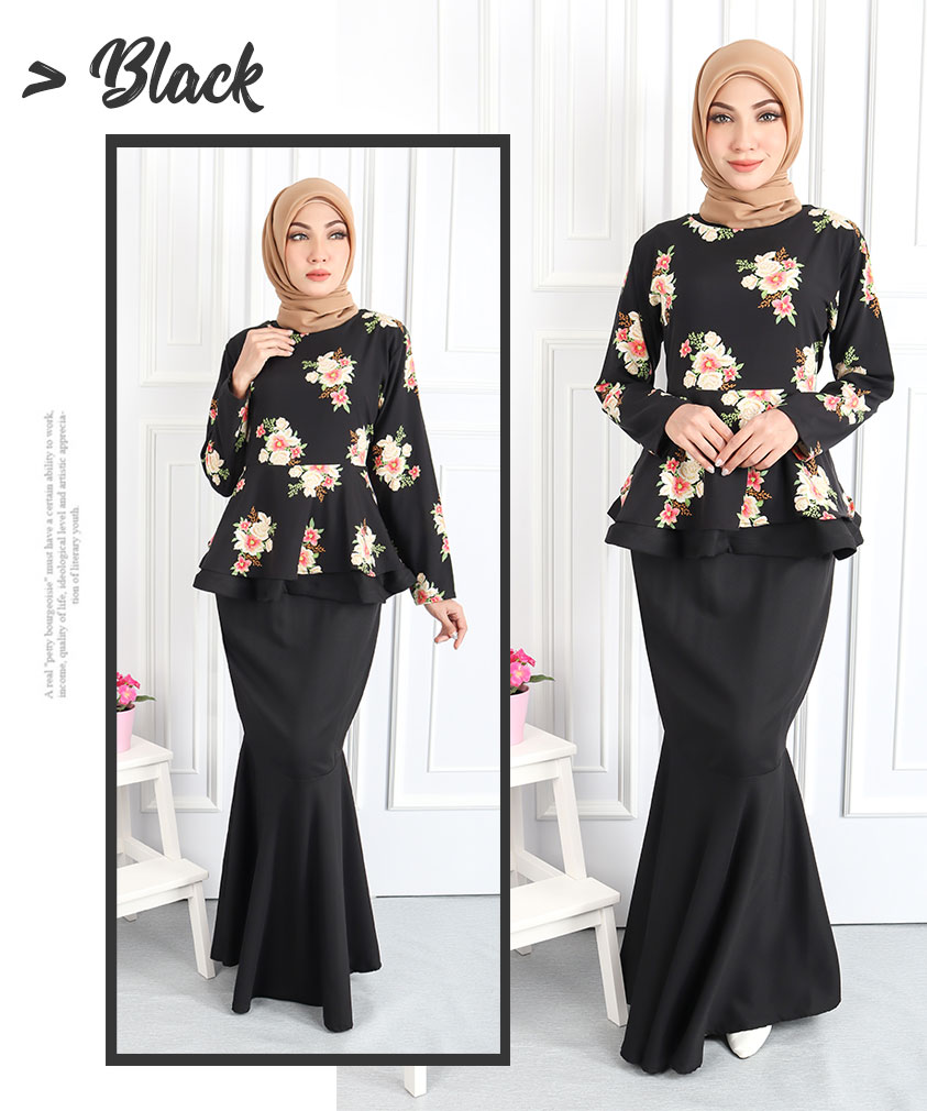 QA-555 WOMEN'S PEPLUM KURUNG BLACK