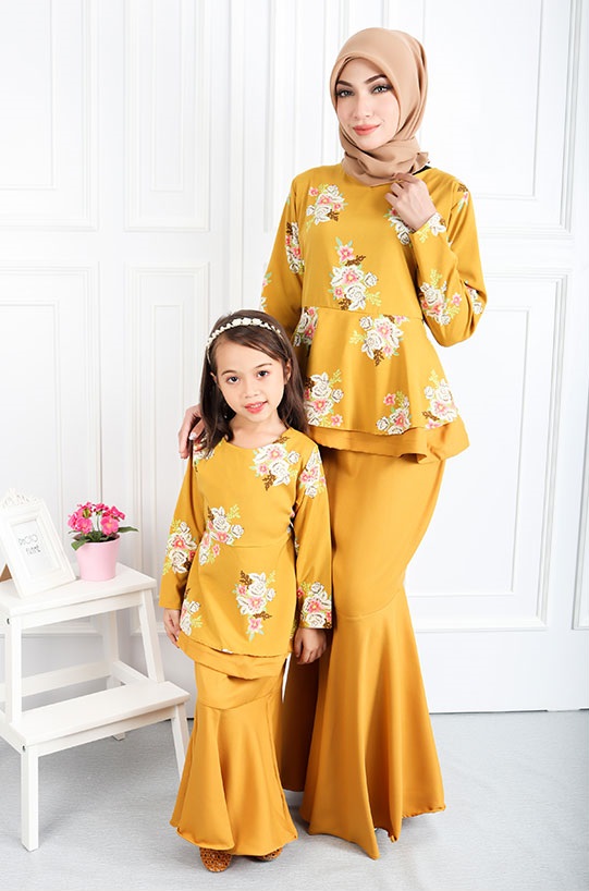 QA-555 WOMEN'S PEPLUM KURUNG MUSTARD