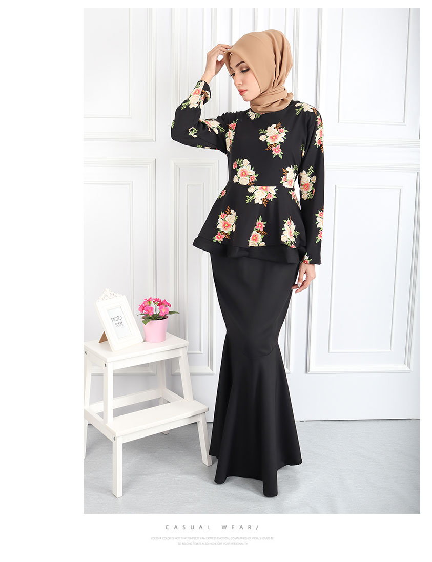 QA-555 WOMEN'S PEPLUM KURUNG BLACK