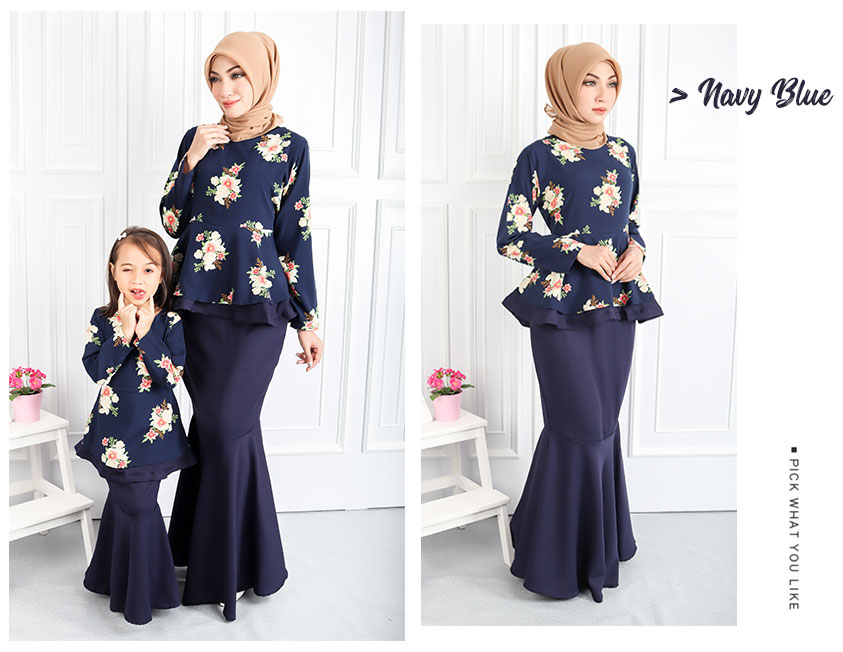 QA-555 WOMEN'S PEPLUM KURUNG NAVY BLUE