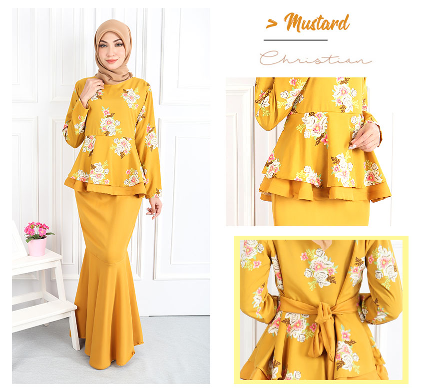 QA-555 WOMEN'S PEPLUM KURUNG MUSTARD