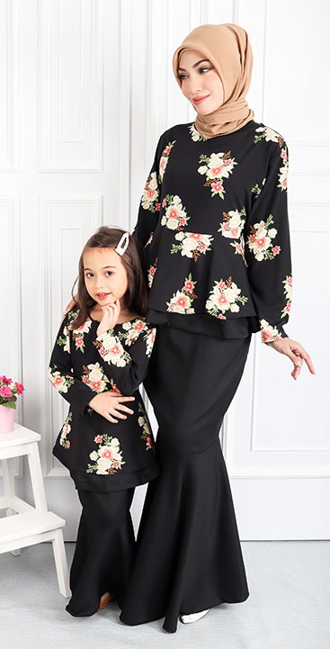 QA-556 KIDS PEPLUM KURUNG BLACK 