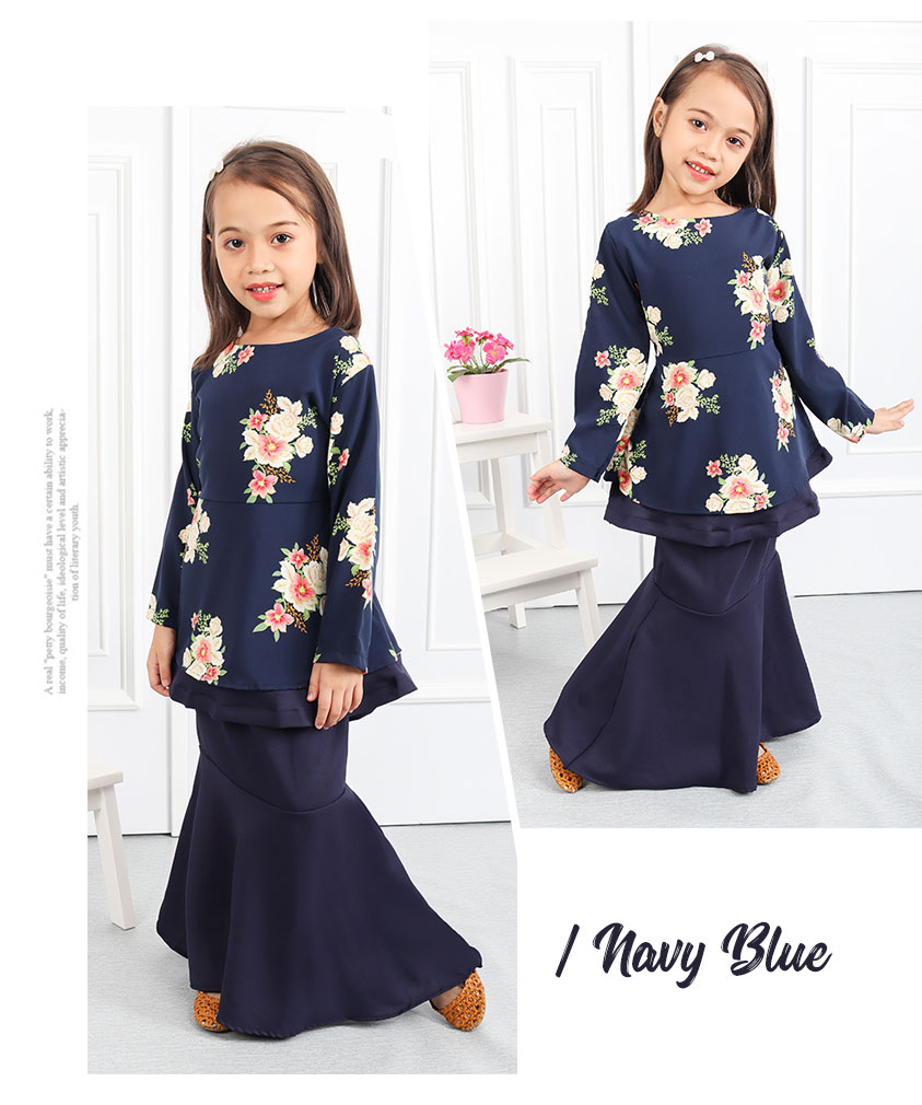 QA-556 KIDS PEPLUM KURUNG NAVY BLUE