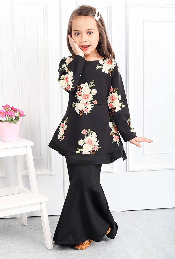 QA-556 KIDS PEPLUM KURUNG BLACK 