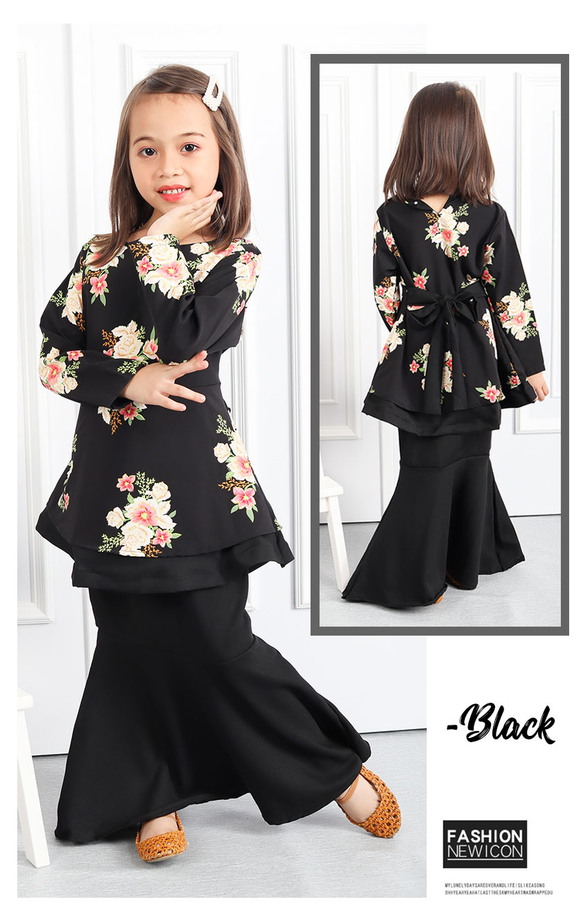 QA-556 KIDS PEPLUM KURUNG BLACK 