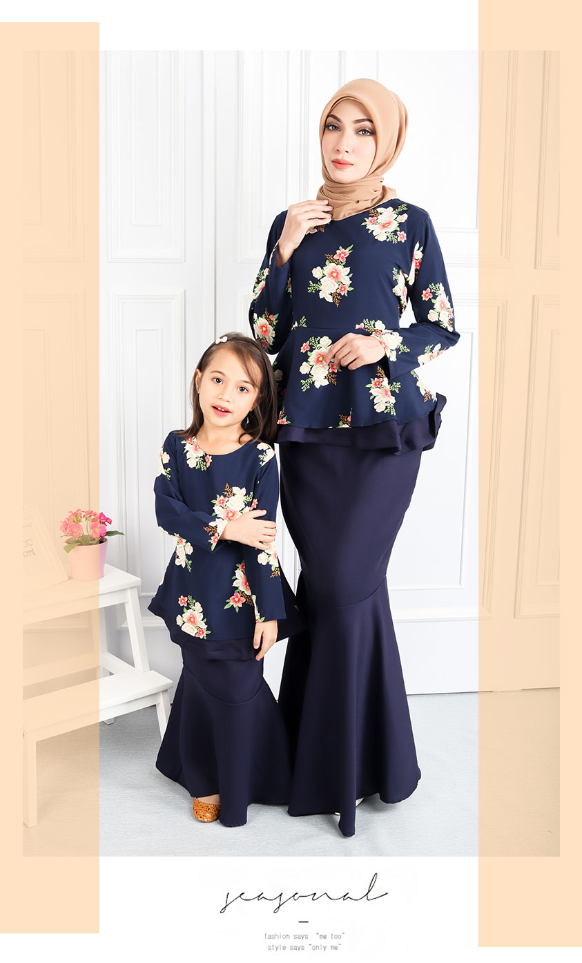 QA-556 KIDS PEPLUM KURUNG NAVY BLUE