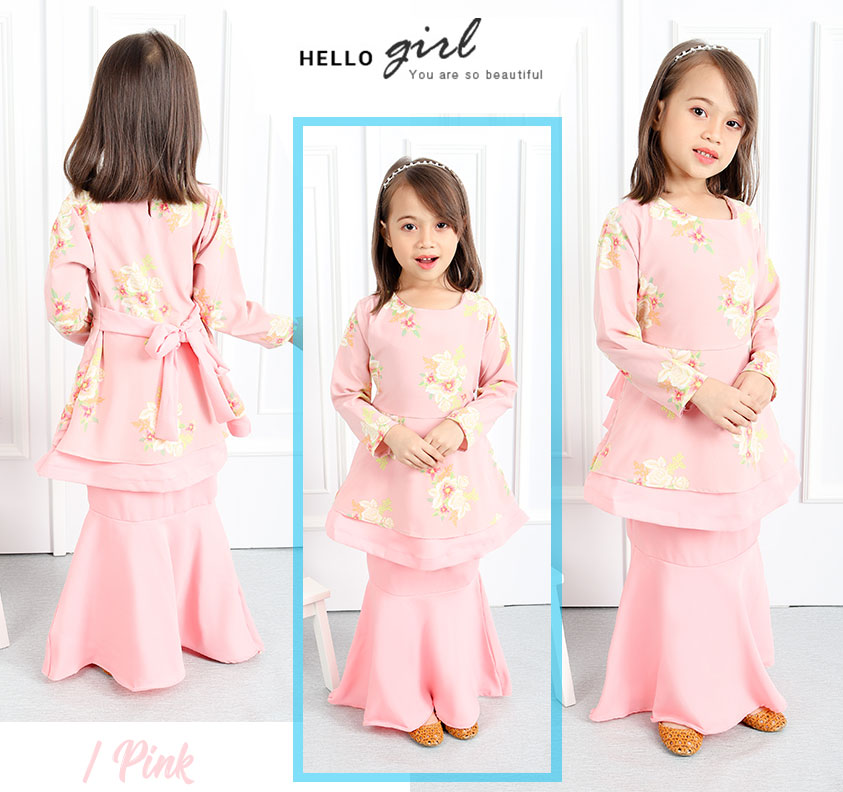 QA-556 KIDS PEPLUM KURUNG PINK