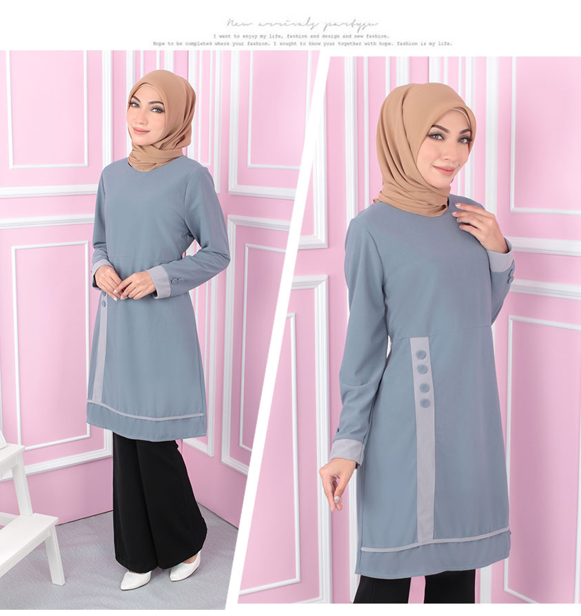 QA-557 WOMEN'S BLOUSE BLUE GREY