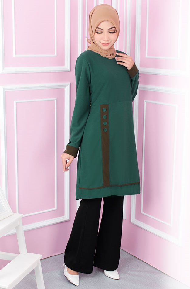 QA-557 WOMEN'S BLOUSE EMERALD GREEN