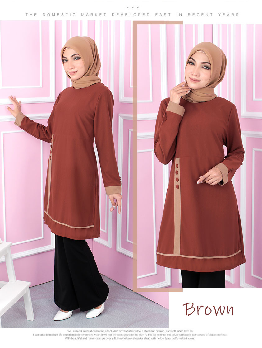 QA-557 WOMEN'S BLOUSE BROWN