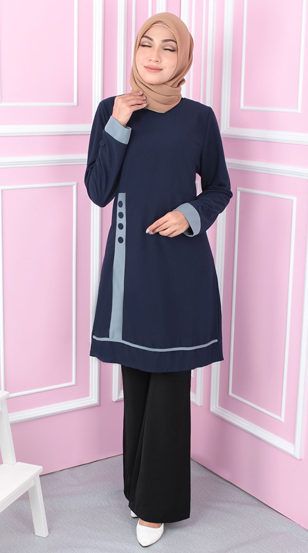 QA-557 WOMEN'S BLOUSE NAVY BLUE