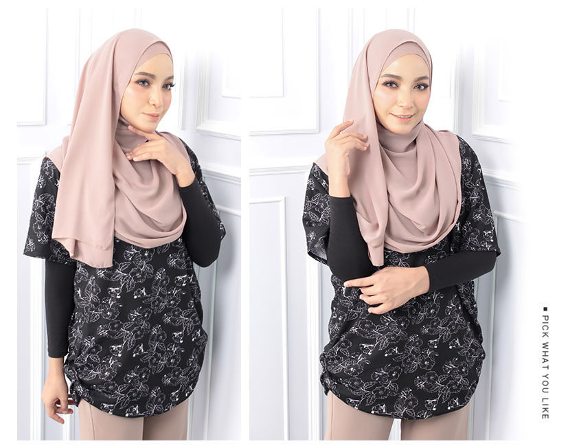 QA-559 PRINTED CASUAL TOP BLACK