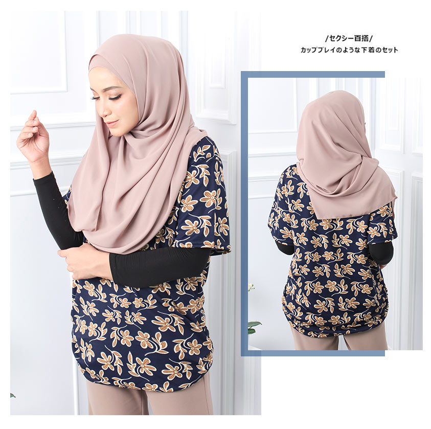 QA-559 PRINTED CASUAL TOP NAVY BLUE