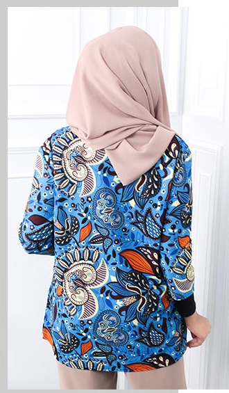 QA-563 WOMEN'S PRINTED TOP 02 BLUE